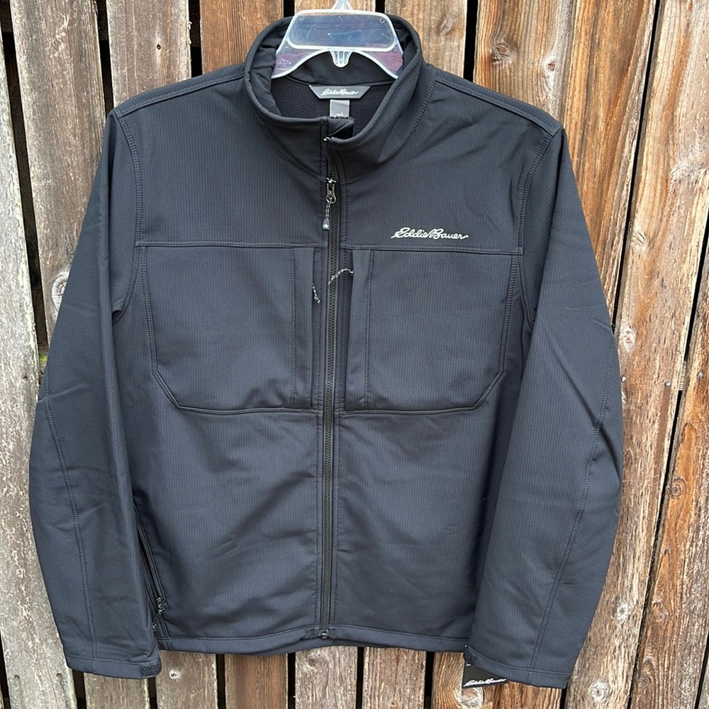 Eddie Bauer Jacket Men’s Large Nwt Black Windfoil Thermal Zip Front New Soft